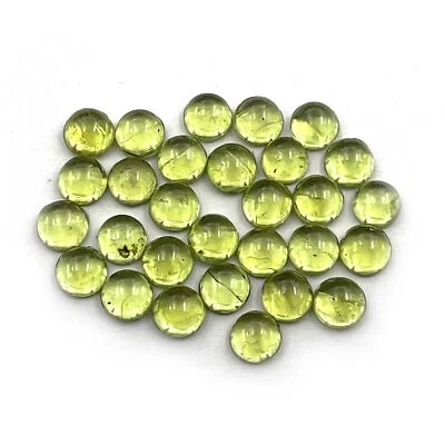Natural Peridot  Round Cabochon Loose Gemstone Lot 29 Pies 5 MM 20 CT - Image 1 of 3