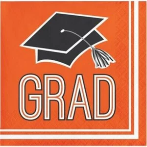 Graduation School Spirit Orange Beverage Napkins Paper 36 Pack Grad Tableware - Picture 1 of 1