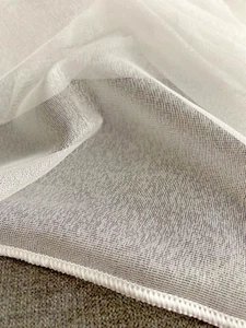 Gardinen Vorhang Stoff Netzstruktur Meterware creme weiß Höhe 3 m Schimmereffekt - Bild 1 von 6