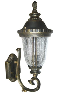 Outdoor Light Fixture Wall Sconce Black Gold WU Lantern Cast Aluminum Small - Picture 1 of 1