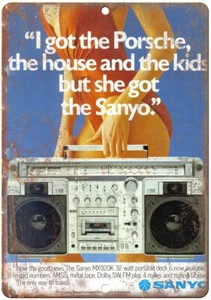 Sanyo Boombox Ghetto Blaster Vintage Reproduction Metal Sign D63 - Picture 1 of 2
