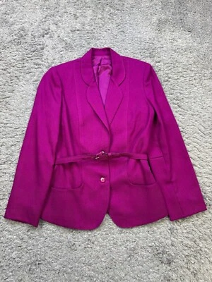Vtg MJ Concepts In Sportswear Blazer Women 7 Fuchsia Pink Belted Career Jacket - Image 1 of 4
