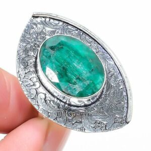 Exceptional Skota Emerald Gemstone Handmade Jewelry Ring Size 7 V3