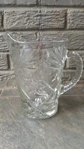 Vtg. Early American Star Of David Tea Pitcher 8" Tall Clear Glass Heavy - Picture 1 of 6