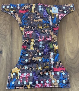 KaWaii Baby Cloth Diaper Reusable Adjustable 16.5” RARE CATS PRINT Cover NEW SEE - Picture 1 of 5