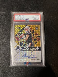 2022 panini mosaic rookie scripts gold auto Bailey Zappe Psa 10/10