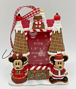 Seltenes Mickey & Minnie Disney Lebkuchenhaus Foto Weihnachtsschmuck - Bild 1 von 11