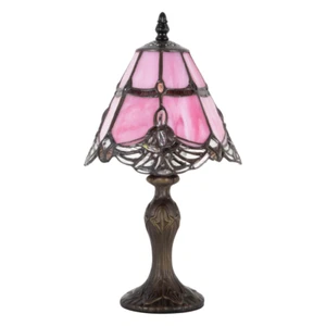 Quirky and Petite Pink Stained Glass Tiffany Lamp with Clear Strip and Beads ... - Picture 1 of 6