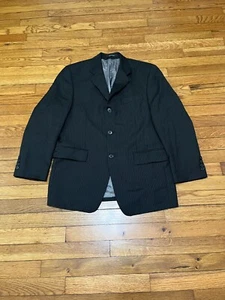 Calvin Klein Mens Blazer Jacket Sz 38S Black 2 Button Sport Coat Wool Pinstriped - Picture 1 of 8
