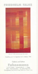 Tarjeta de invitación/tarjeta de invitación: Friedhelm Falke Galerie Fahnemann Berlín 1996 - Imagen 1 de 4