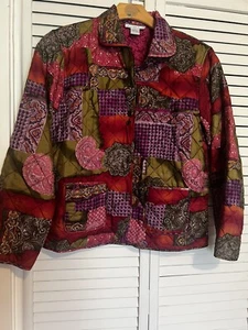 ANNA & FRANK Women’s Size Medium M Jacket SILK Patchwork Art To Wear Quilted - Picture 1 of 7