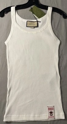 Gucci Cotton Tank Top with Cosmogonie Label Ivory Women’s Size S Authentic - Image 1 of 4
