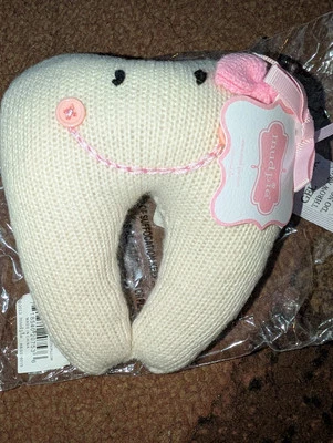 Mud Pie Tooth Fairy Tooth Pillow Plush With Tooth Pocket Pink Mudpie 5” NWT - Image 1 of 3