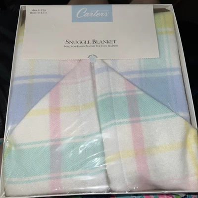 Manta de bebé vintage Carters acurrucada a cuadros EE. UU. 33"x33” saco acrílico nuevo en caja nueva Foto 1 de 2