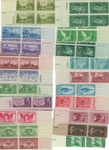 20 Plate Blocks from the 40,s & 50's the stamps in the scan you will get. - Picture 1 of 1