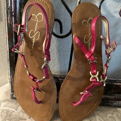 Sandalias de Tanga Jessica Simpson Embellecidas Correas Fucsia Mujer Talla 8B/38 Foto 1 de 4