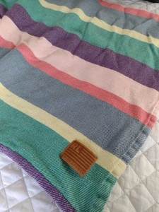 Vtg Ralph Lauren Striped Cotton Throw *Read* Spring Petal Pink Butter Yellow - Picture 1 of 11