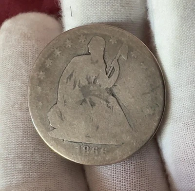 1866-s ~ **No Motto** ~ Seated Liberty Half Dollar ~ Very RARE ~ ONLY 60K Minted - Image 1 of 2