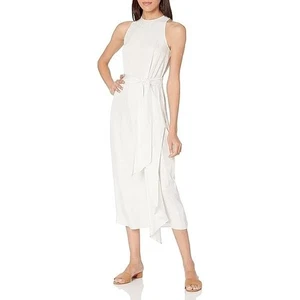 Vince Handkerchief White Drape Sash Tie Crinkle Satin Maxi Dress Size 4 - Picture 1 of 10