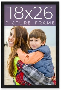 18x26 Frame Black Real Wood Picture Frame Width 0.75 inches | Interior Frame Dep - Picture 1 of 10