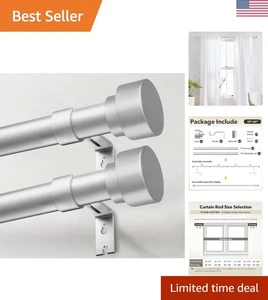 Varillas de cortina ajustables de alta resistencia 28-48 pulgadas, elegante acabado plateado, juego de 2 - Imagen 1 de 9