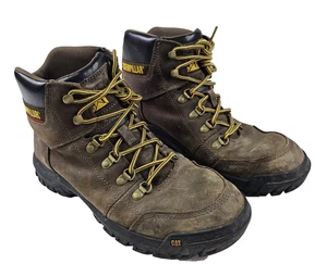 Caterpillar Cat Leather Work Boots Men 10 Brown Leather Upper Worn Workwear - Picture 1 of 12