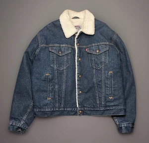 Vintage Levi's 80s? 90s? Denim Sherpa Lined Coat USA Made Women's 48" Chest - Picture 1 of 23