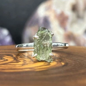 Moldavit Kristall 925 Sterlingsilber Ring - UK Größe R,5 - Original - UK Shop - Bild 1 von 6