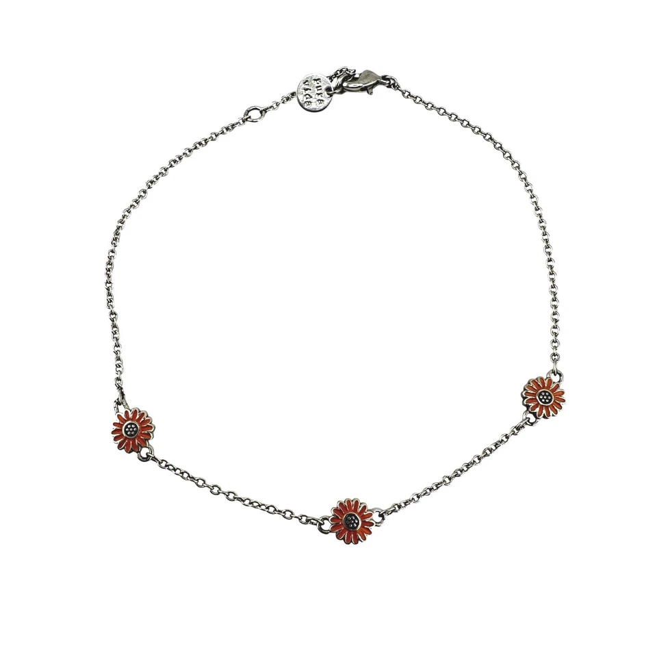 Tobillera Pura Vida Naranja Esmalte Girasol Tono Plata Moderna 10" Moda Foto 1 de 4