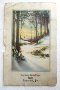Vintage 1910er Prelinen Postkarte Weihnachtsgrüße aus Tamarack, Pa. - Bild 1 von 2