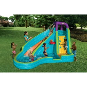 Little Tikes SLAM 'N CURVE aufblasbare Wasserrutsche Pool mit Felswand & Gebläse NEU - Bild 1 von 3