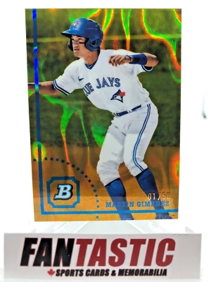 Martin Gimenez GOLD Chrome Refractor 01/50 2022 Bowman Heritage BHPC-128 - Image 1 of 2