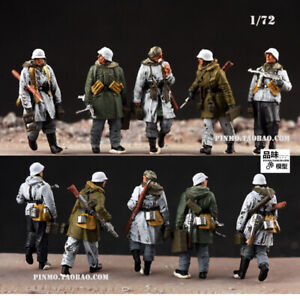 Homemade 1/72 German winter march of 5 soldiers Finished Colored Model NEW