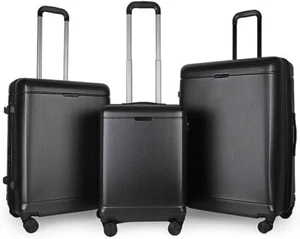 Unisex Black Set of 3 Suitcases 20" 24" 28" Travel Luggage Holdal Cabin Bag 2182 - Picture 1 of 11