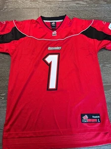 RED Reebok Calgary Stampeders Football Jersey CFL #1 Henry Burris L STITCH NWOT - Picture 1 of 11