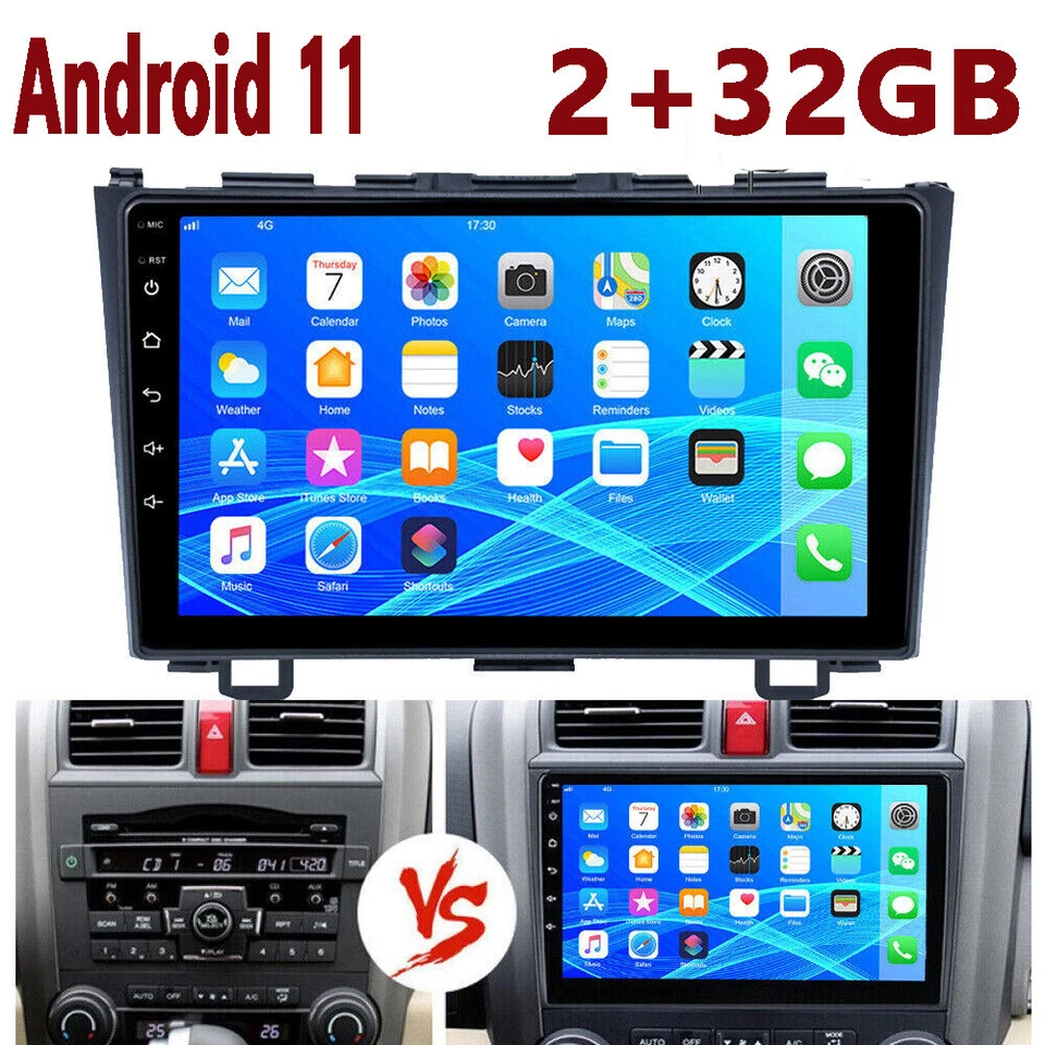  Android 11 Car Stereo Radio GPS NAVI WIFI FM BT 9" For Honda CRV CR-V 2007-2011 - Image 1 of 4