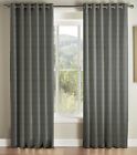 One Pair TRULIVING CAMBELL Checked Indigo Eyelet Ringtop Header Lined Curtains