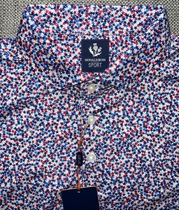 DONALD ROSS SPORT MENS PATRIOTIC STARS JERSEY PRINT POLO SHIRT WHITE - MEDIUM - Picture 1 of 10