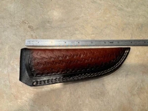 Fodero per coltello in pelle aperto di alta qualità con bel cestello intreccio attrezzi - Foto 1 di 3