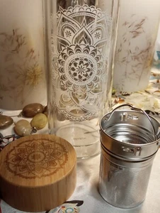 Boho Mandala Double Wall Glass Coffee Tea Fruit Infuser NWT. LAST ONE!! HW02 - Picture 1 of 12