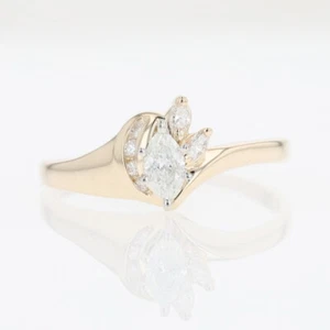 .36ctw Diamond Solitaire with Accents Engagement Ring 14k Yellow Gold Size 8.5 - Picture 1 of 6