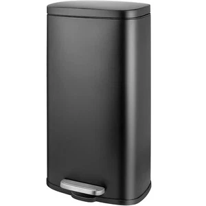 Soft-Close Stainless Steel Rubbish Kitchen Bin with Removable Inner Bucket,Lid - Picture 1 of 30