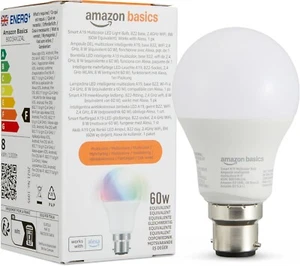 Smart LED Light Bulb 8W Multicolor B22 Base Alexa Compatible Only Amazon Basics - Picture 1 of 4