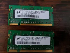 SALE 2 X 1GB MICRON 2RX16 PC2-5300-555-12-A0 667MHz DDR2 LAPTOP MEMORY - TESTED - Picture 1 of 1