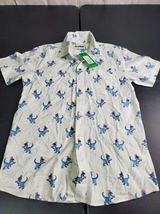 Tipsy Elves Mens Sz Small Patriotic Dinosaurs Print Short Sleeve Shirt NWT - Picture 1 of 7