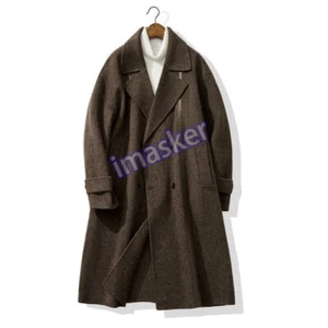 Stilvoller Herren 100% Wolle Herbst Winter Langer Parka Business Mäntel Jacke Gr. - Bild 1 von 26