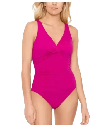 Traje de baño de una pieza retorcido cuello en V Plumeria de Lauren Ralph Lauren para mujer talla 14 Foto 1 de 4