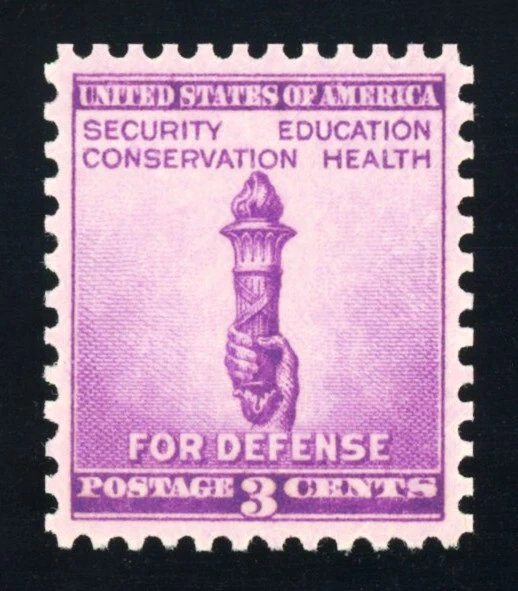 #901, 3c Defense, Superb-OG-NH, 2012 PSE cert. (graded 98, nh) - PERFECT ! - Image 1 of 1