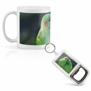 Mug & Bottle Opener-Keyring-set - Lovebird Couple Love Bird Parrot   #21812