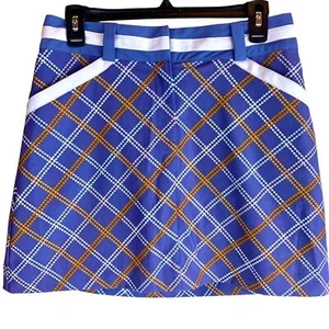 Nike Golf Fit Dry Plaid Rock Skort Periwinkle Blue Mustard Gold Academia Preppy - Bild 1 von 13